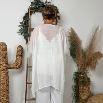 Z304- Veste de plage Bohême - blanc - taille-unique-grande-taille