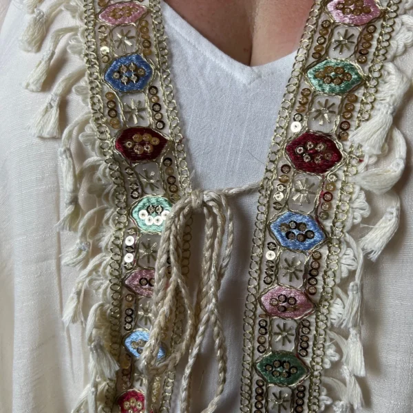 Z304- Veste de plage Bohême - beige - taille-unique-grande-taille