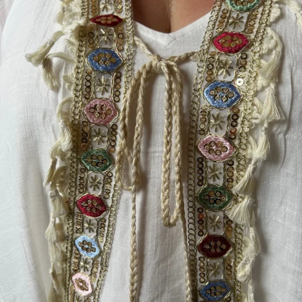 Z304- Veste de plage Bohême - blanc - taille-unique-grande-taille