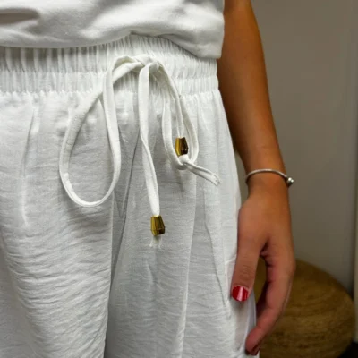 L761- Pantalon fluide (TU) - blanc - taille-unique