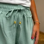 Pantalon large fluide femme crêpé « Tendance » - vert-deau - taille-unique