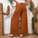 Pantalon large fluide femme crêpé « Tendance » - camel - taille-unique