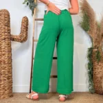 Pantalon large fluide femme crêpé « Tendance » - vert-bresil - taille-unique