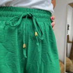 Pantalon large fluide femme crêpé « Tendance » - vert-bresil - taille-unique