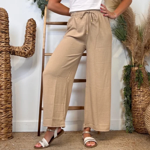 L761- Pantalon fluide (TU) - beige - taille-unique