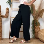 Pantalon large fluide femme crêpé « Tendance » - violet-mauve - taille-unique