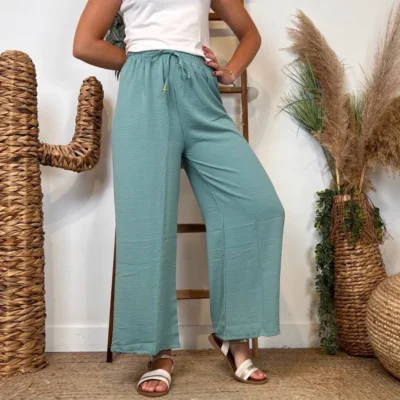 L761- Pantalon fluide (TU) - vert-celadon - taille-unique