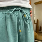 Pantalon large fluide femme crêpé « Tendance » - vert-celadon - taille-unique