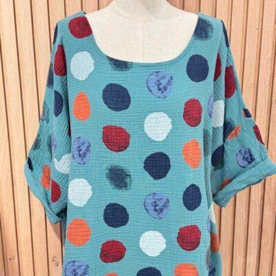 Z306- Tunique pois (GT) 🇮🇹 - vert-celadon - taille-unique-grande-taille