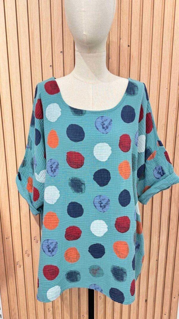 Z306- Tunique pois (GT) 🇮🇹 - vert-celadon - taille-unique-grande-taille