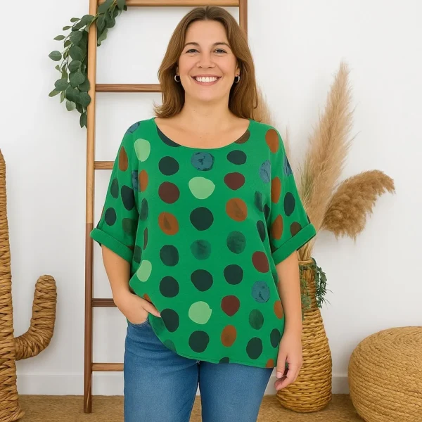 Z306- Tunique pois (GT) 🇮🇹 - vert-bresil - taille-unique-grande-taille