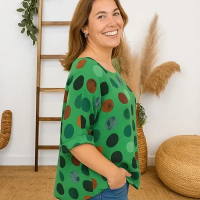 Z306- Tunique pois (GT) 🇮🇹 - vert-bresil - taille-unique-grande-taille