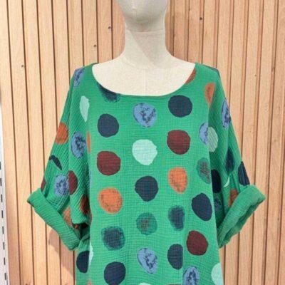 Z306- Tunique pois (GT) 🇮🇹 - vert-bresil - taille-unique-grande-taille
