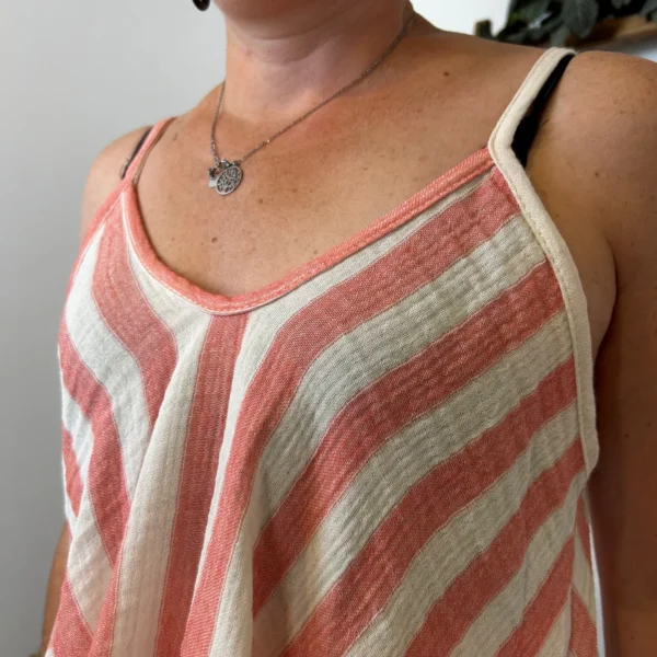 K171- Débardeur rayé trapèze (TU) - rouge - taille-unique