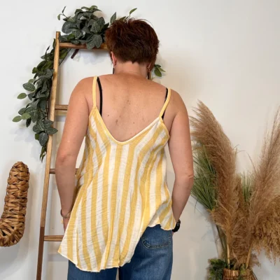 K171- Débardeur rayé trapèze (TU) - jaune - taille-unique