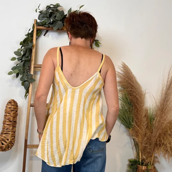 K171- Débardeur rayé trapèze (TU) - jaune - taille-unique