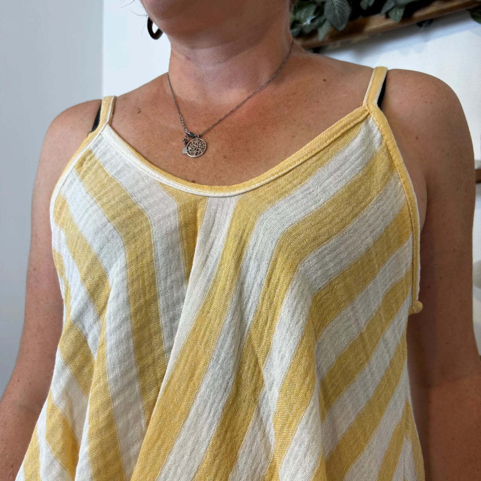 K171- Débardeur rayé trapèze (TU) - jaune - taille-unique