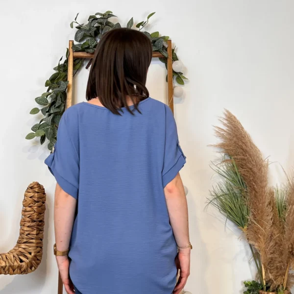 K182- Tunique unie + collier (Tu) 🇮🇹 - bleu-indigo - taille-unique