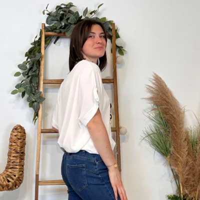 K182- Tunique unie + collier (Tu) 🇮🇹 - blanc - taille-unique