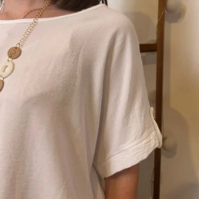 K182- Tunique unie + collier (Tu) 🇮🇹 - blanc - taille-unique