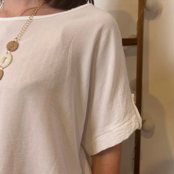 K182- Tunique unie + collier (Tu) 🇮🇹 - blanc - taille-unique