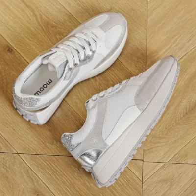 R413- Sneakers crantées (T40-T43) - argente - 43