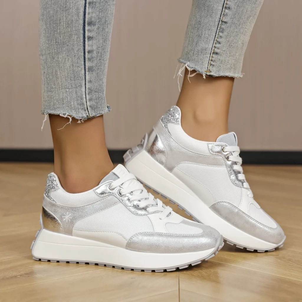 R385- Sneakers crantées (T40-T43) - argente - 43