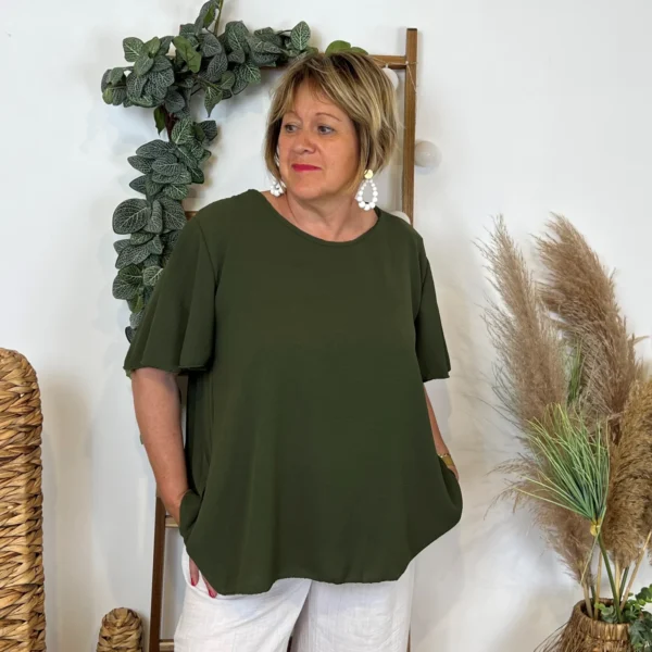 Z138- Tunique dos plissé (Gt) - kaki - taille-unique-grande-taille