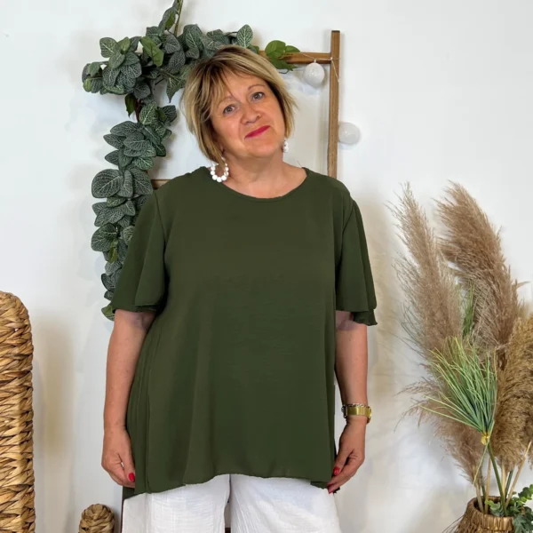 Z138- Tunique dos plissé (Gt) - kaki - taille-unique-grande-taille