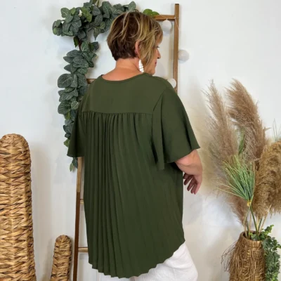 Z138- Tunique dos plissé (Gt) - kaki - taille-unique-grande-taille