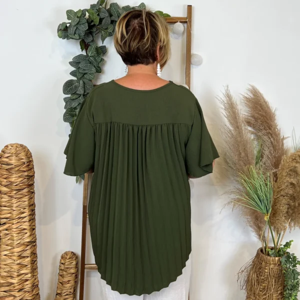 Z138- Tunique dos plissé (Gt) - kaki - taille-unique-grande-taille