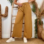 Pantalon large fluide femme crêpé « Tendance » - taupe - taille-unique