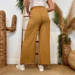Pantalon large fluide femme crêpé « Tendance » - taupe - taille-unique