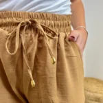 Pantalon large fluide femme crêpé « Tendance » - taupe - taille-unique