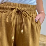 Pantalon large fluide femme crêpé « Tendance » - camel-clair - taille-unique