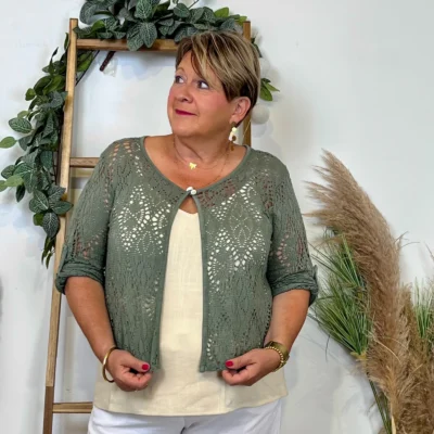 Z132- Gilet court Ajouré 🇮🇹 - kaki - taille-unique-grande-taille
