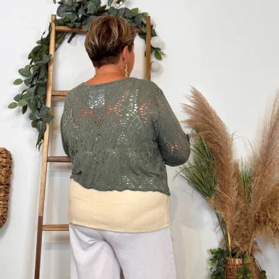 Z132- Gilet court Ajouré 🇮🇹 - kaki - taille-unique-grande-taille