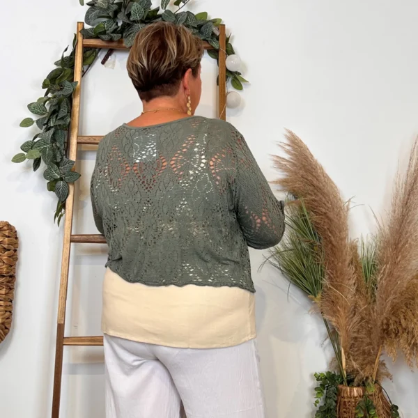 Z132- Gilet court Ajouré 🇮🇹 - kaki - taille-unique-grande-taille