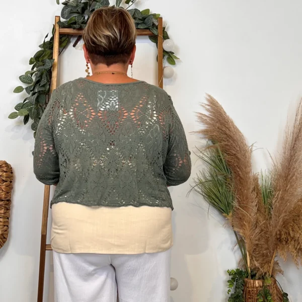 Z132- Gilet court Ajouré 🇮🇹 - kaki - taille-unique-grande-taille