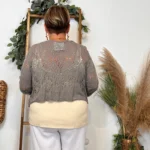 Gilet court femme ajouré « Jolies Formes » - taupe - taille-unique-grande-taille