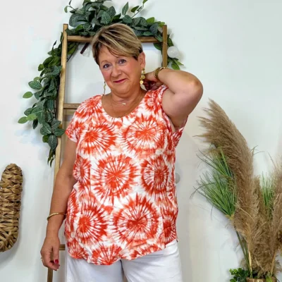 Z751- Top Christy Fleuri (T44-T52) - orange - 52