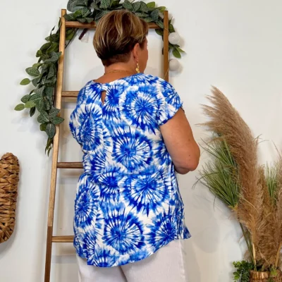 Z751- Top Christy Fleuri (T44-T52) - bleu-royal - 52