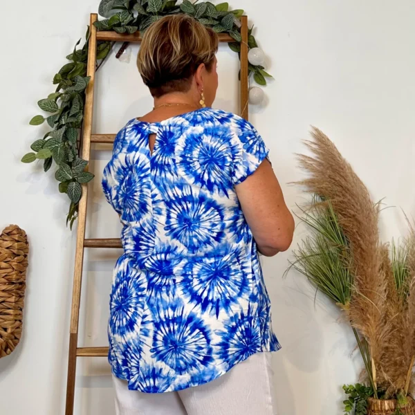 Z751- Top Christy Fleuri (T44-T52) - bleu-royal - 52