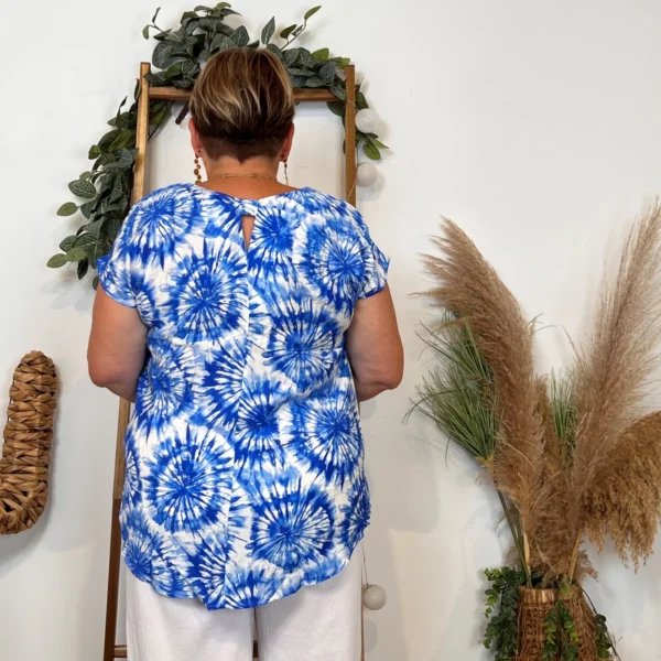 Z751- Top Christy Fleuri (T44-T52) - bleu-royal - 52