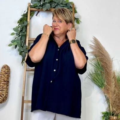 Z289- Chemise manches courtes (Gt) 🇮🇹 - marine - taille-unique-grande-taille