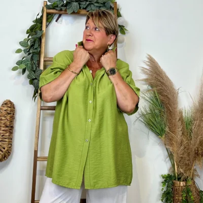 Z289- Chemise manches courtes (Gt) 🇮🇹 - vert-anis - taille-unique-grande-taille