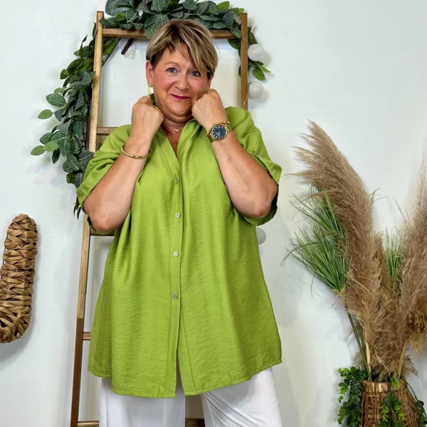 Z289- Chemise manches courtes (Gt) 🇮🇹 - vert-anis - taille-unique-grande-taille