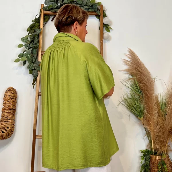 Z289- Chemise manches courtes (Gt) 🇮🇹 - vert-anis - taille-unique-grande-taille