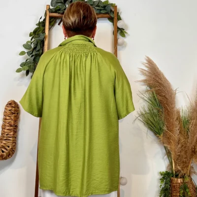 Z289- Chemise manches courtes (Gt) 🇮🇹 - vert-anis - taille-unique-grande-taille