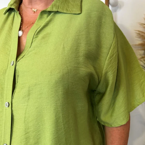 Z289- Chemise manches courtes (Gt) 🇮🇹 - vert-anis - taille-unique-grande-taille